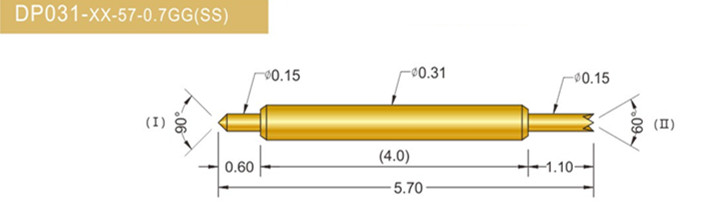 031雙頭探針、BGA雙頭測試針、雙向彈簧探針、帶彈簧雙頭針、雙頭針圖片